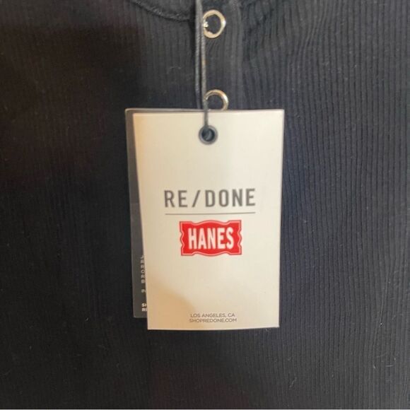 Re/Done Black ribbed Henley tank top. NEw Small - Picture 5 of 6